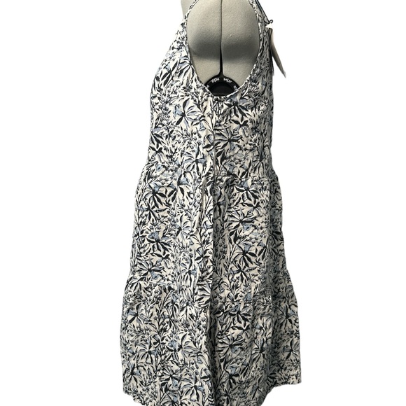 Lucky Brand 100% Linen Tiered Dress Womens S Bluebell Floral Sleeveless NEW - Picture 7 of 11